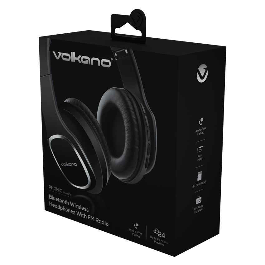 Casque Bluetooth Volkano VB-VH102-WR avec fm Noir