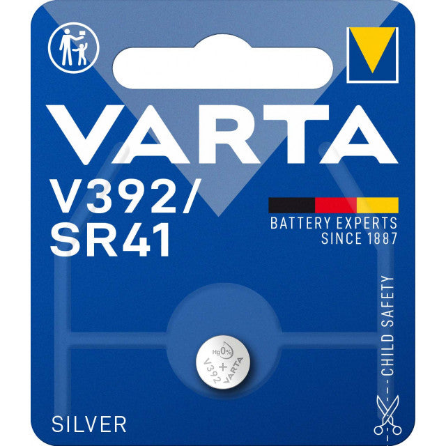 Pile bouton V392/SR41/LR41 Varta 10-2025 Silver