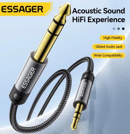 Cable audio ESSAGER 2m male vers 6.5mm male