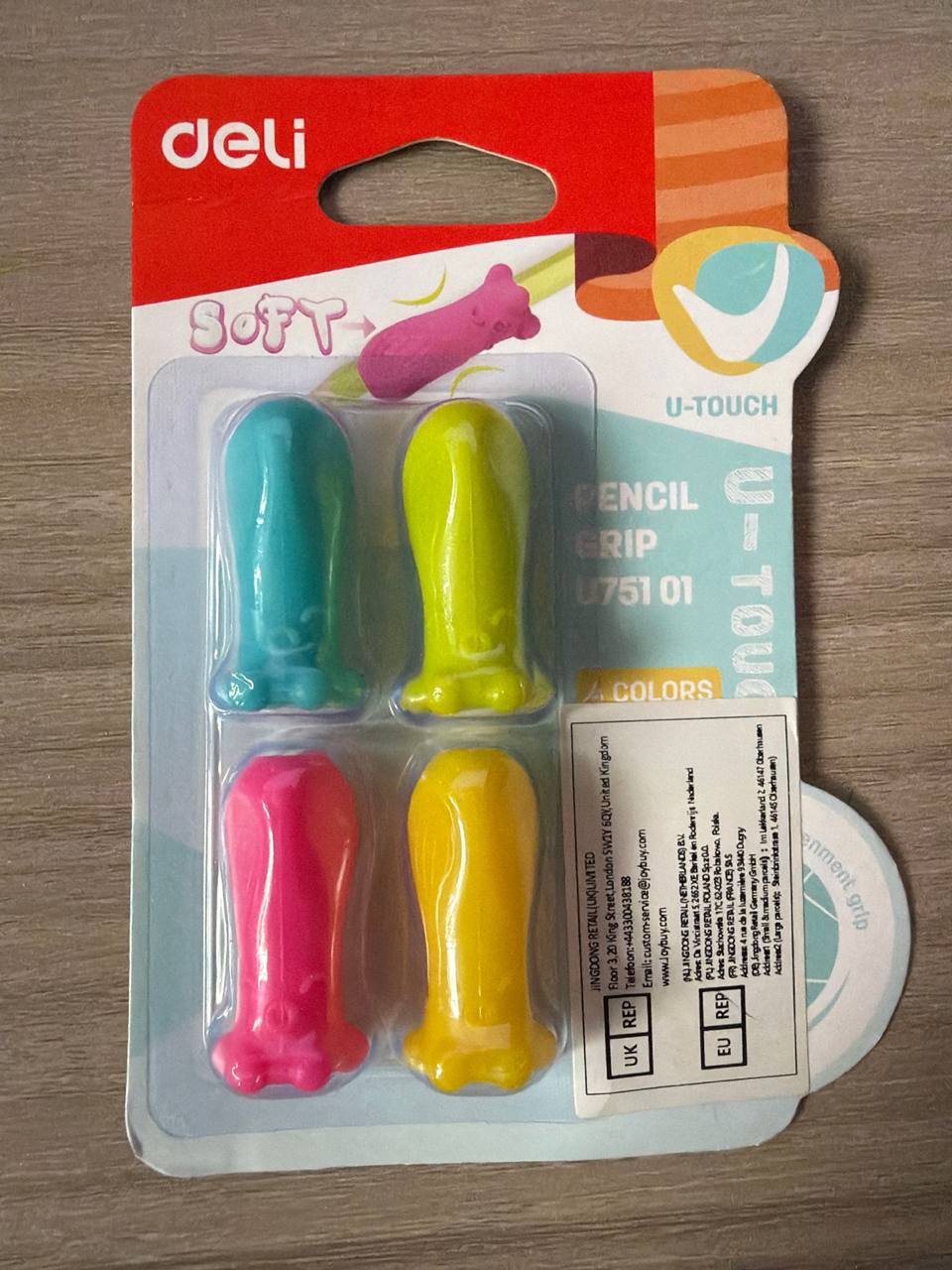 Grip pour crayon et stylo DELI Soft U-touch Pencil Grip U75101 (x4)