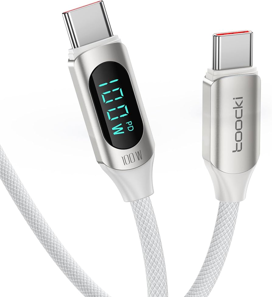 Cable USB-C male/USB-C charge rapide TOOCKI 2M Blanc