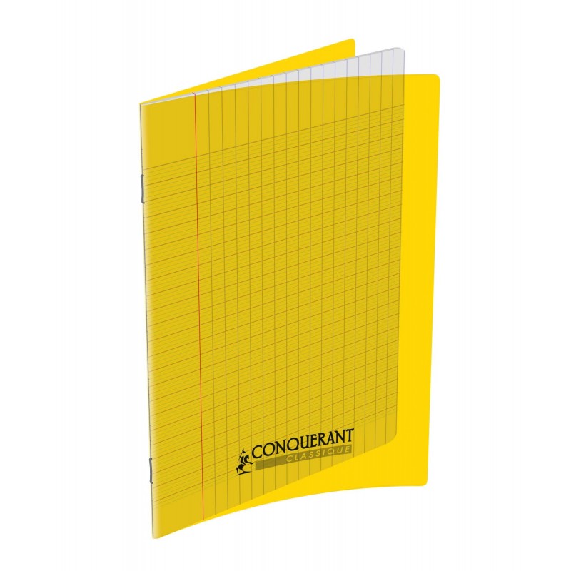 Cahier grand carreaux 17x22 polypro jaune 96p