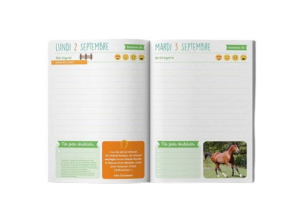 Agenda scolaire Chevaux les Editions du Belon 2025-2026