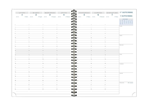 Agenda semainier 1s/2p21x27 SAD 29 Exacompta 2025-2026