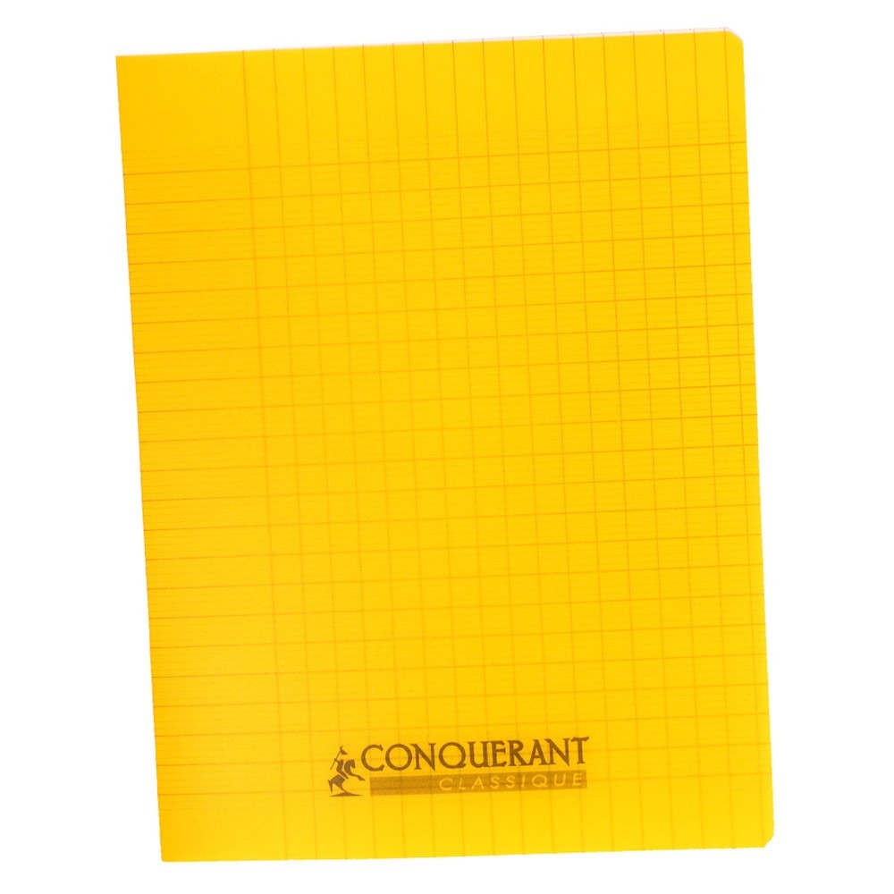 Cahier grand carreaux 17x22 polypro jaune 96p