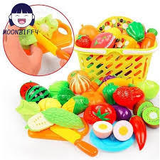 Ensemble Dinette Classique en Bois Montessori Jeu de Cuisine Fruits et Légumes