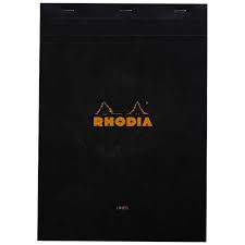 Bloc note Rhodia noir 80p A4 N°19 Perforer 5x5 80g