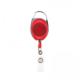 Enrouleur attache-badge avec accroche en métal et lanière en vinyle renforcée Rouge