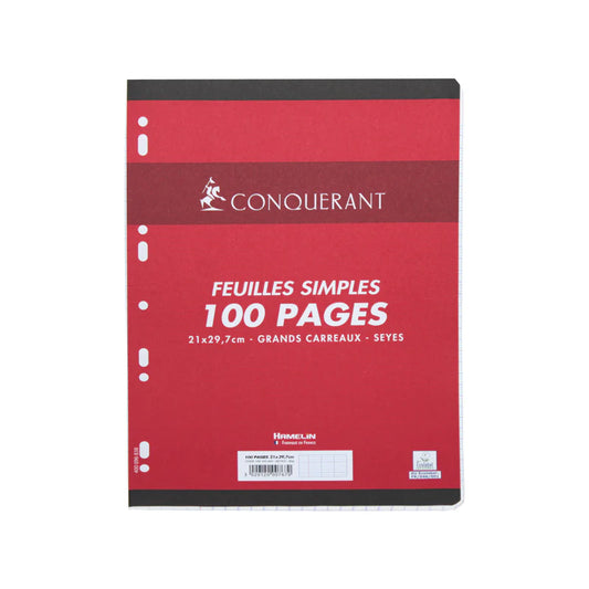 Feuilles Mobiles Simples 21x29.7 100p Conquerrant Hamelin Grand Carreaux
