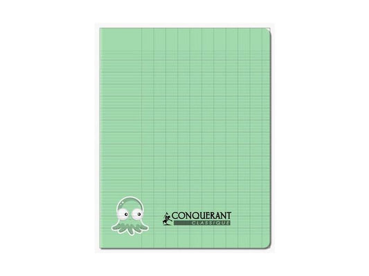 Cahier d'écriture 17x22 grand carreaux 3mm 32p polypro vert