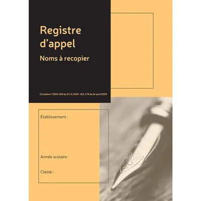 Registre d'appel noms à recopier