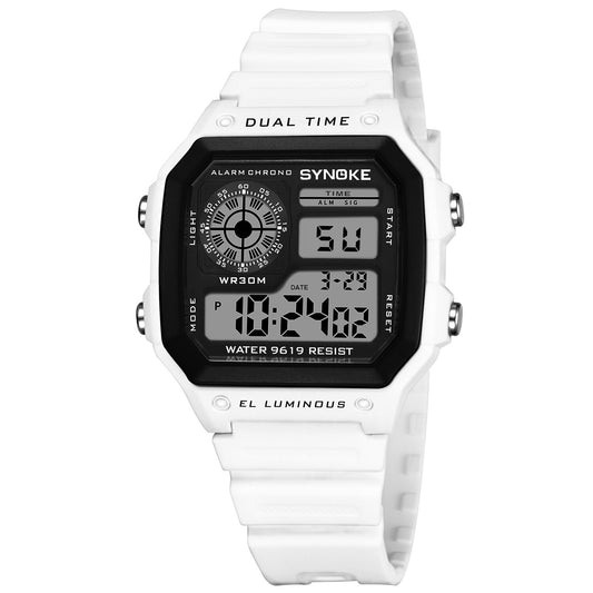 Montre Enfant Digitale Sport SYNOKE 99329 Etache Blanc