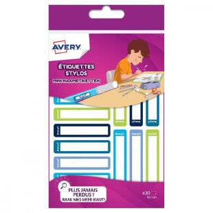 Étiquettes scolaires blanches à bordure camaïeu bleu Agipa
