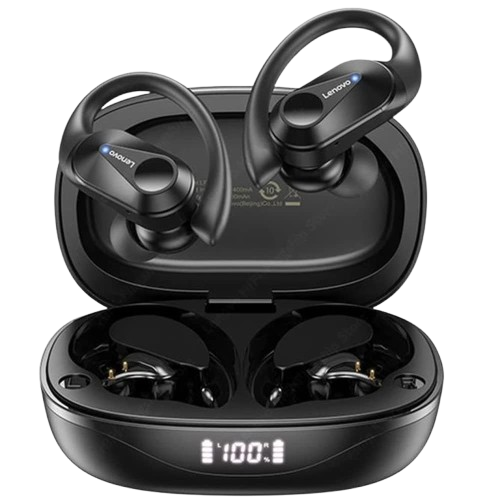 Ecouteurs Bluetooth Lenovo Sport avec crochets d'oreille suppression du bruit écran LCD