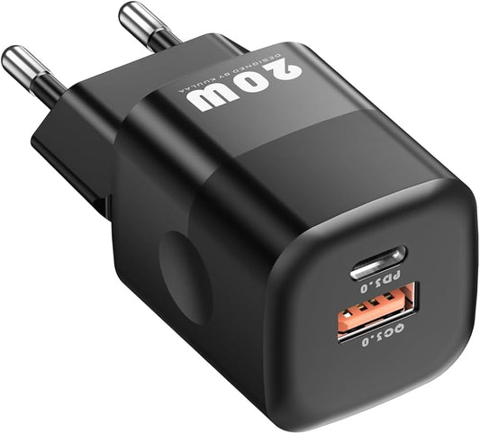 Chargeur USB-A/USB-C KUULAA 20W GaN  PD Noir