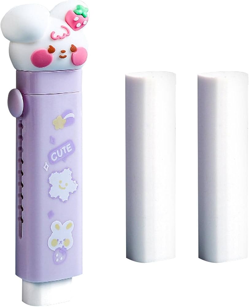 Gomme retractable push-up avec 2 recharges cartoon VIOLET