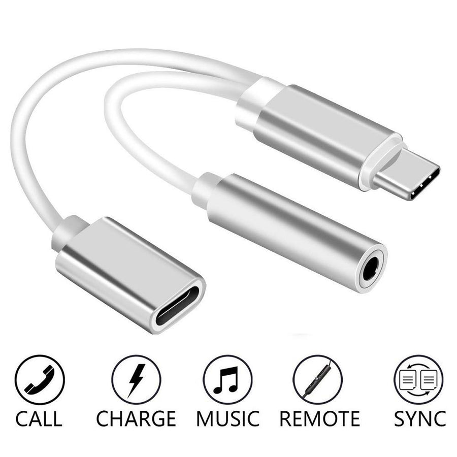 Adapt Usb 3.1 Type-C F/Jack 3,5 Vers Usb 3.1 Type-C M Argent – vue 2
