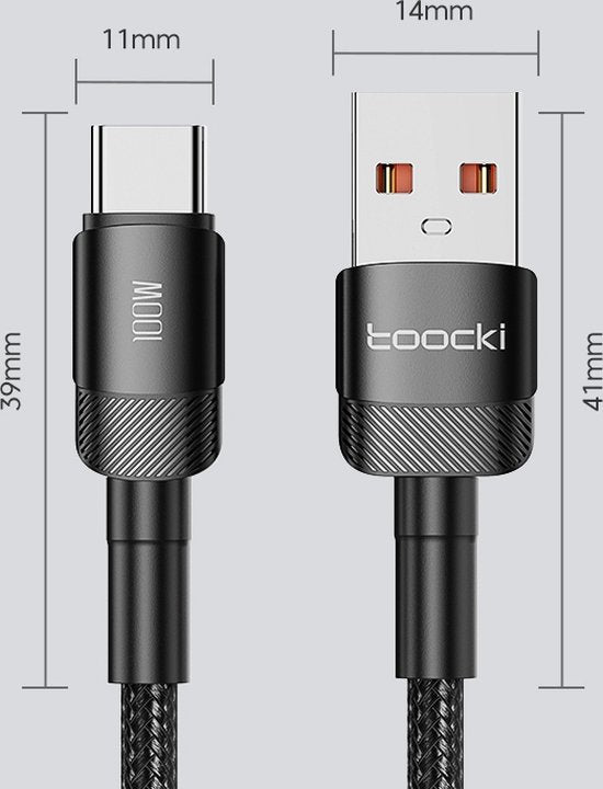 Cable USB 3.0 male vers USB-C male TOOCKI 0.25m Noir