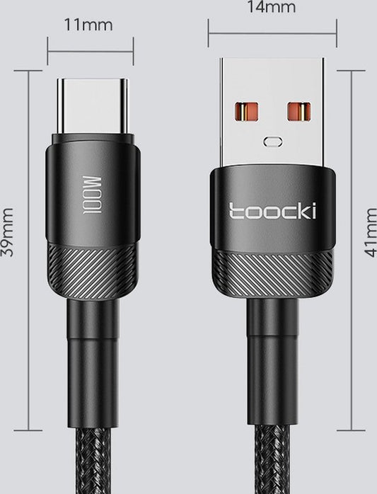 Cable USB 3.0 male vers USB-C male TOOCKI 0.25m Noir