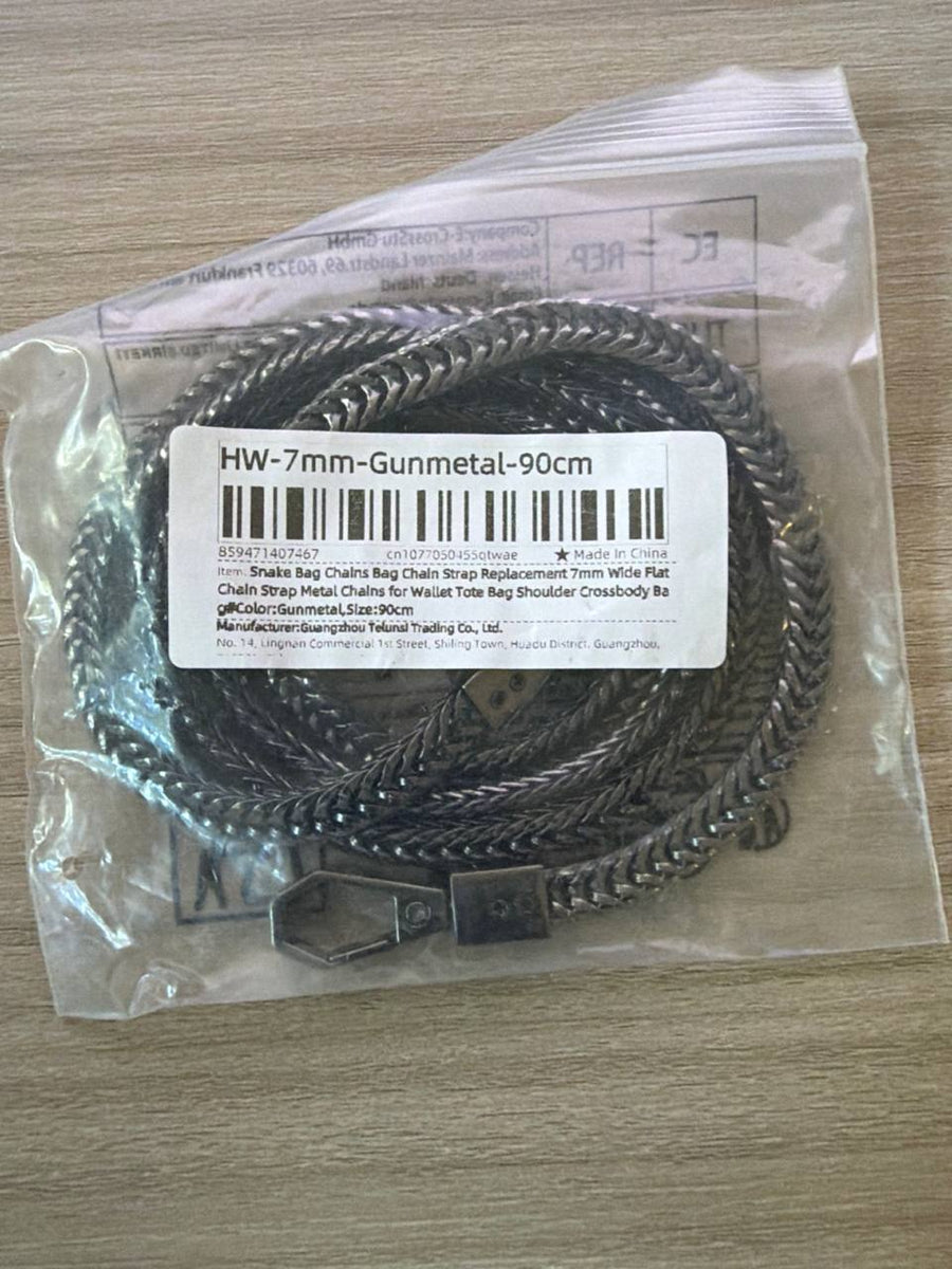 Bandoulière de remplacement pour sac à main HW-7mm-Gunmetal 90cm
