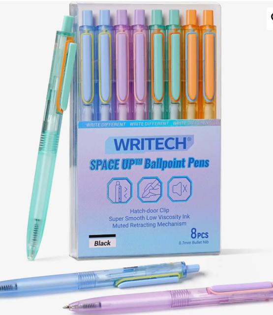 Stylo-bille pastel WRITECH retractable Space Up Ballpoint Pens Encre Noir (x1)