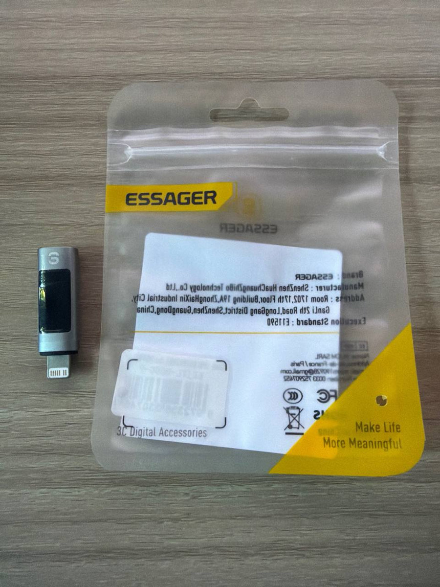 Adaptateur USB type-c femele vers ligntning male ecran digital pour iphone et ipad Essager