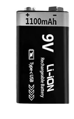 Pile 9V rechargeable USB-C  KUUGRO 6F22 1100mAh Li-ion