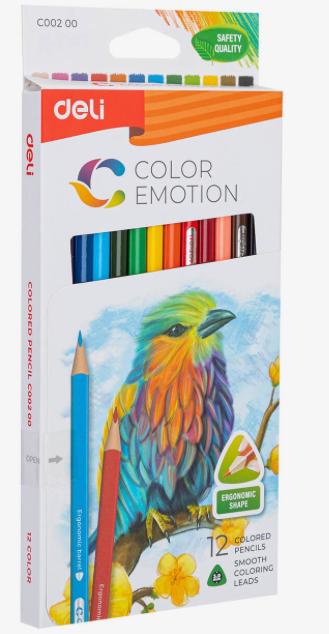 Crayons de couleur en bois DELI C002 Color Emotion Couleurs variées