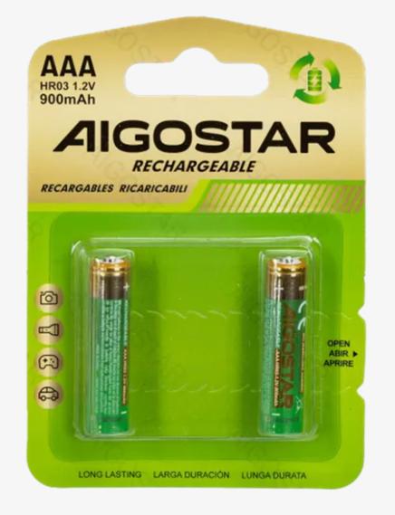Piles rechargeables AIGOSTAR LRO3 AAA 900 mAh 1,2V (x2)