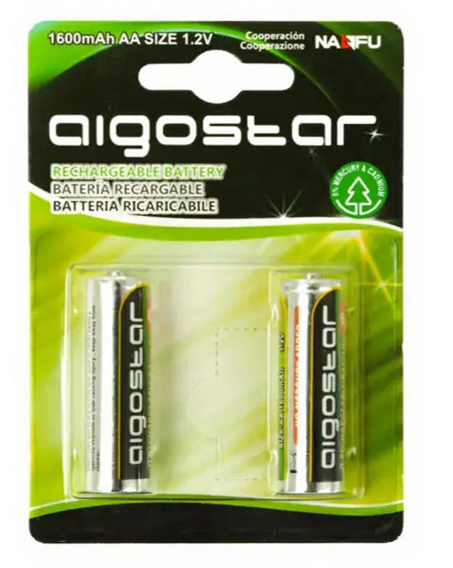 Piles rechargeables AIGOSTAR LRO6 AAA 1600 mAh 1,2V (x2)