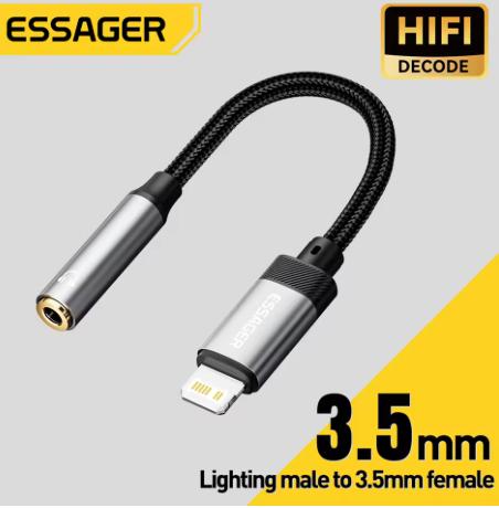 Adaptateur cable entrelacé Lightning male vers jack 3,5mm femele