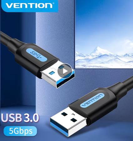 Câble USB 3.0 Mâle vers USB3.0 Mâle Vention – Haute Vitesse 1m