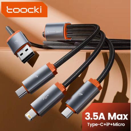 Câble de charge rapide 3-en-1 USB-C Toocki Lightning et Micro USB