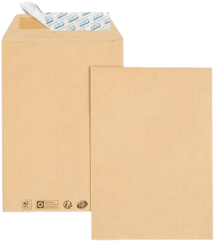 Paquet De Pochettes Kraft format 24 Brun 260x330 90 G/M² Bande De Protection (x1)
