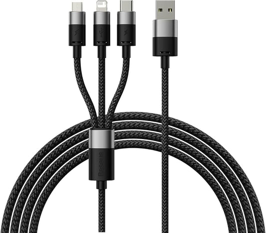 Cable Baseus CAXS000001 Micro USB, USB type-c, lihgtning tressé 1.2m noir