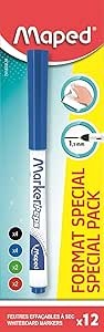 Marqueur effacable a sec fin x2 bleu maped