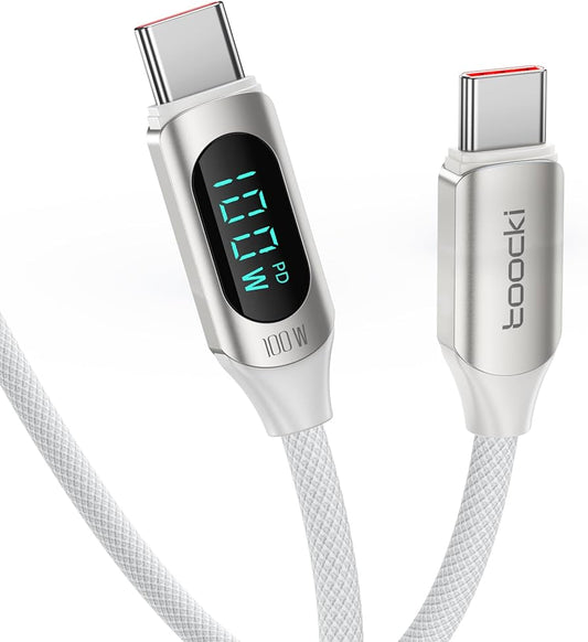Cable USB-C male/USB-C charge rapide TOOCKI 2M Blanc