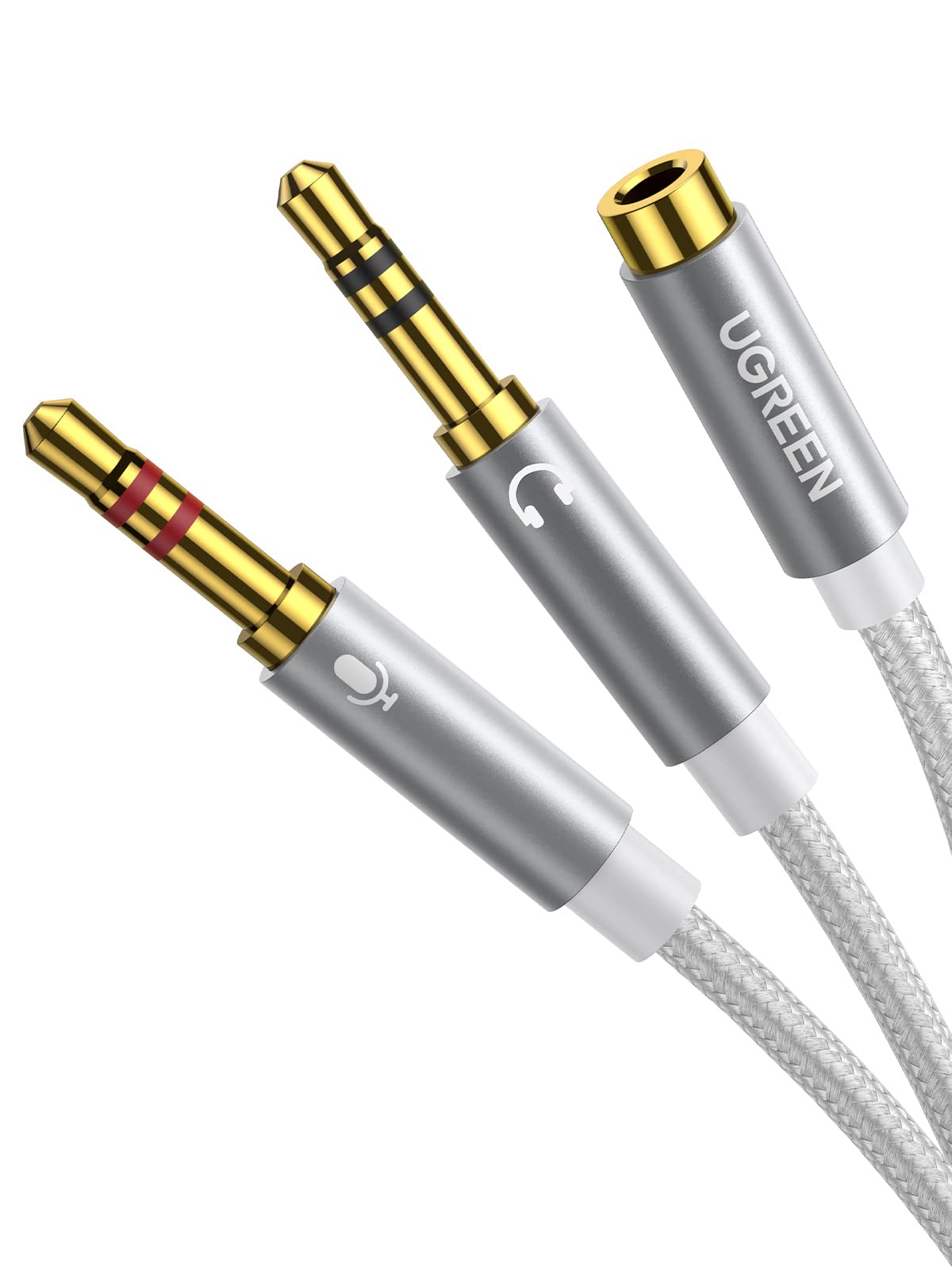 Adapt Splitter Audio Jack 3,5mm Male/2x3,5mm Femele Ugreen Blanc