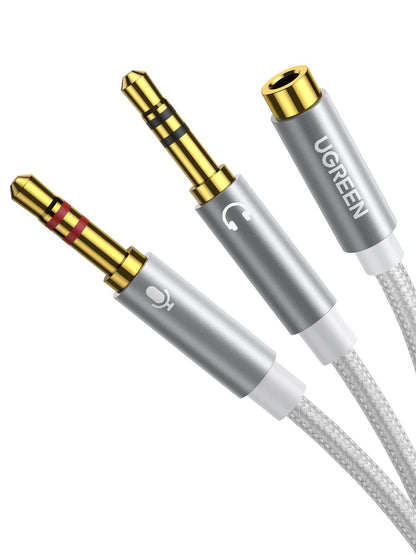 Adapt Splitter Audio Jack 3,5mm Male/2x3,5mm Femele Ugreen Blanc
