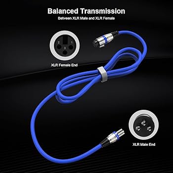 Cable son XLR dmx Male à Femelle EBXYA 1 mètre bleu – vue 2