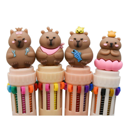 Stylo à bille 10 couleurs KAWAII WJ391 Yiwu Tengyi Elec tête chien blanc