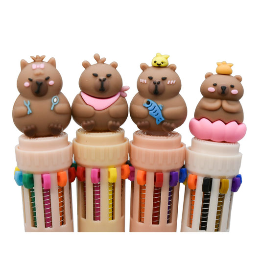 Stylo à bille 10 couleurs KAWAII WJ391 Yiwu Tengyi Elec tête chien blanc