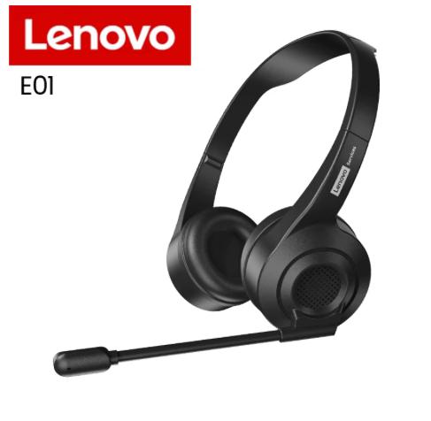 Casque micro filaire Lenovo E01 avec interrupteur de commande de Microphone HD rotatif pour ordinateur