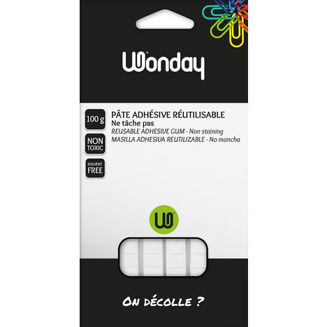 Pâte adhésive reutilisable 100g blanc wonday