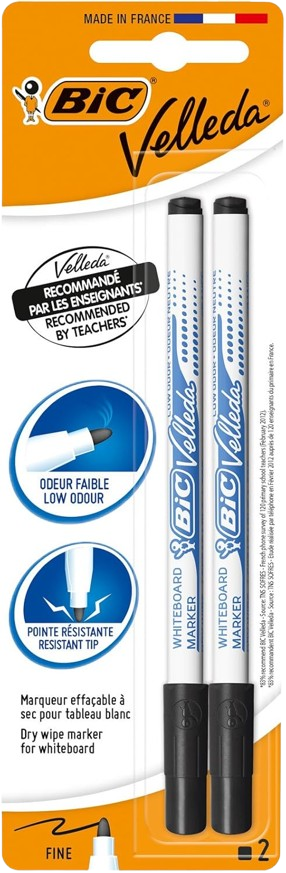 Marqueur effacable a sec fin x2 noir maped