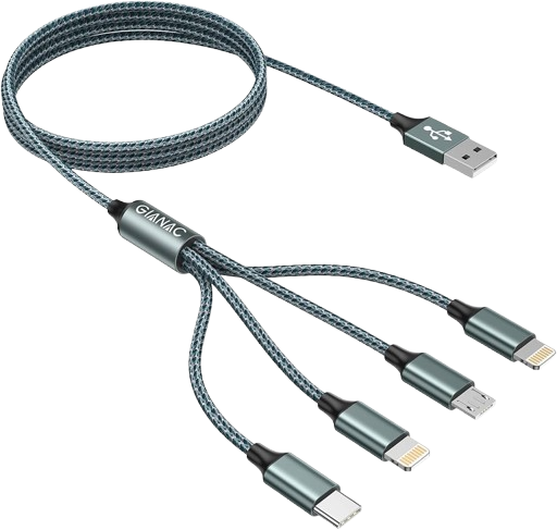 Cable USB 4 en 1 USB-C, USB-A, Lightning multifonctions NNBILI