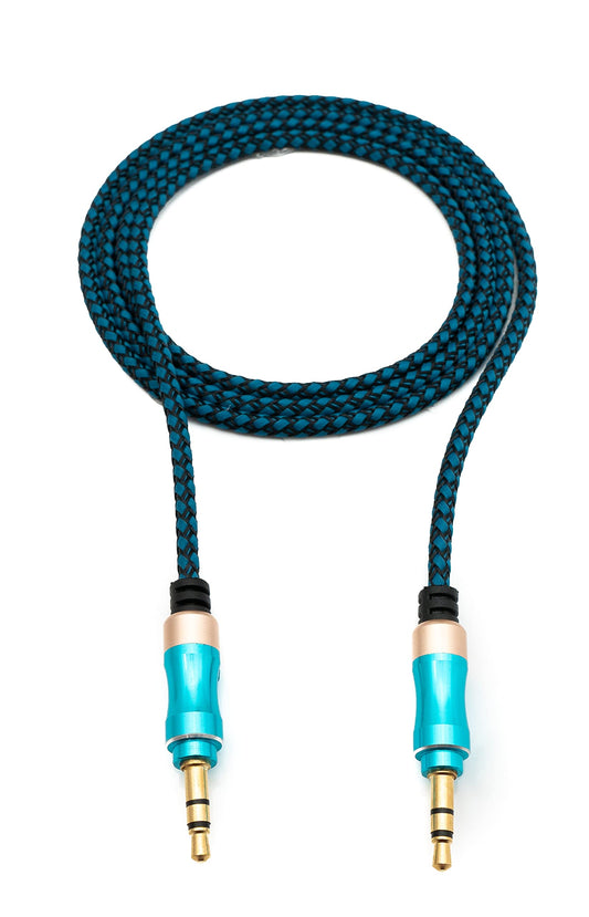 Cable jack 3,5mm male/3,5mm male ESSAGER tressé Bleu