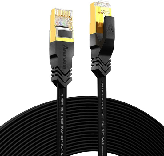 Cable réseau RJ45 Ethernet Plat CAT7 UTP AMPCOM 1m Noir/Or