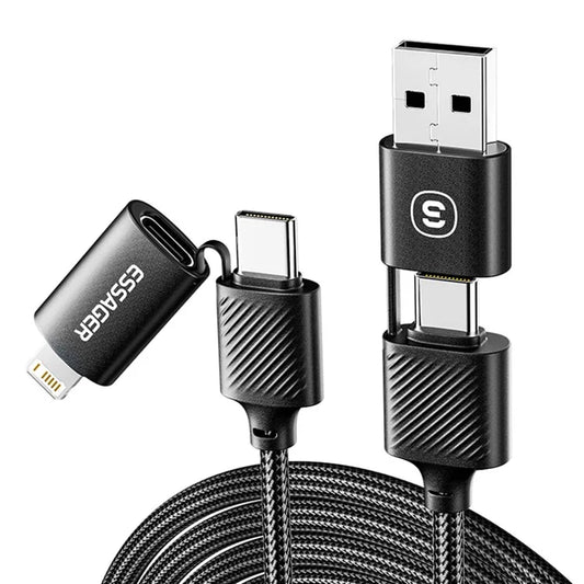 Cable USB-A vers Micro-USB ESSAGER tressé 3m Noir