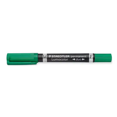 Marqueur permanent lumocolor staestler double pointe fine 0.6mm et pointe moyen vert